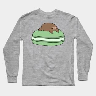 Little Sloth and Green Macaroon Long Sleeve T-Shirt